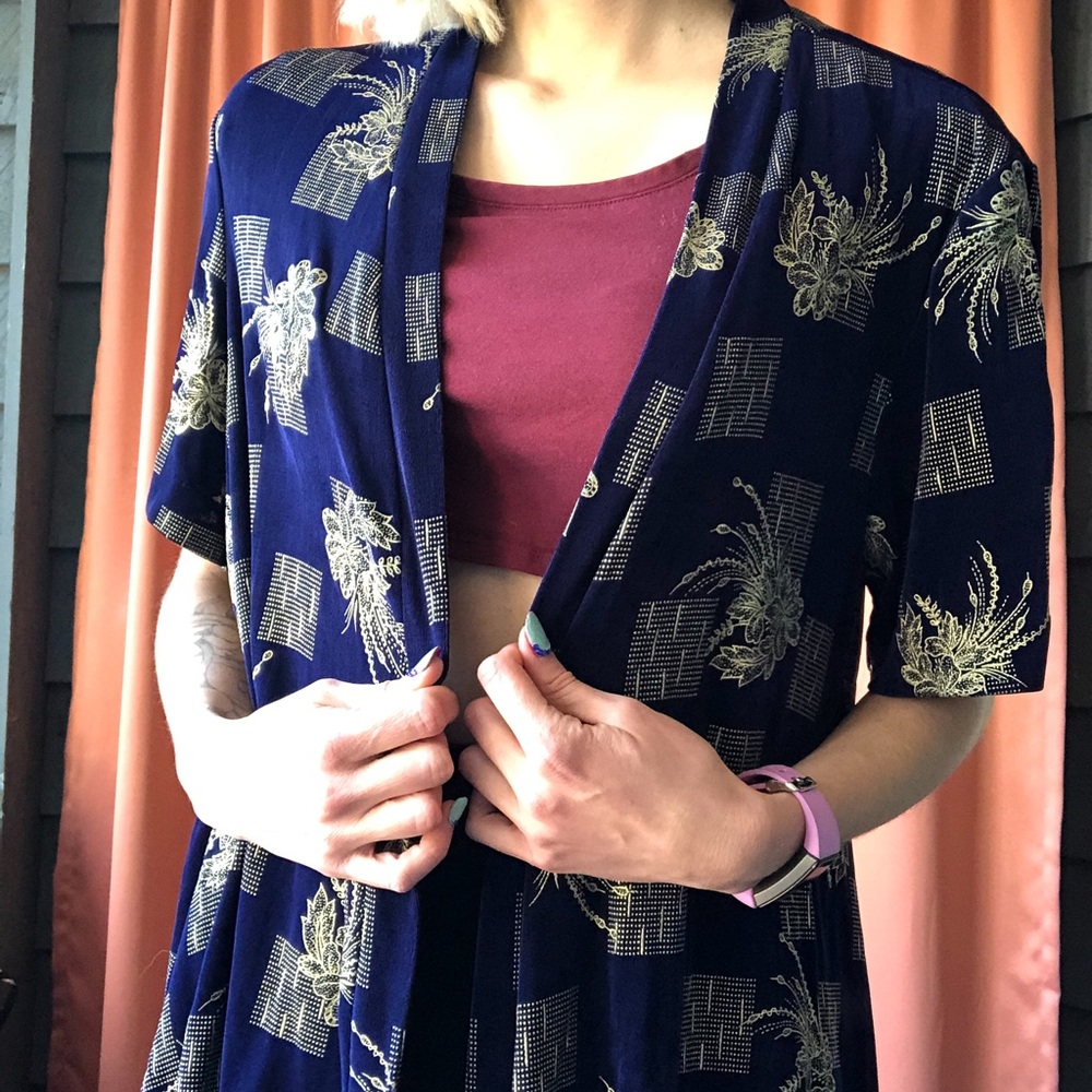 blue and gold outerwear shirt